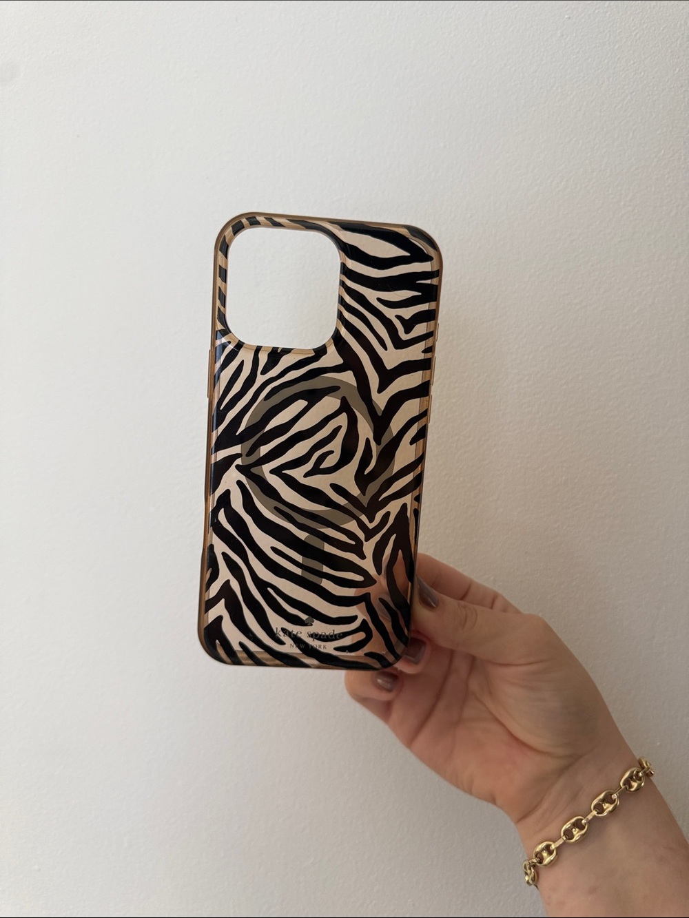 kate spade Zebra Stripe Glossy Beige and Black Phone Case - iPhone 16 Pro Max